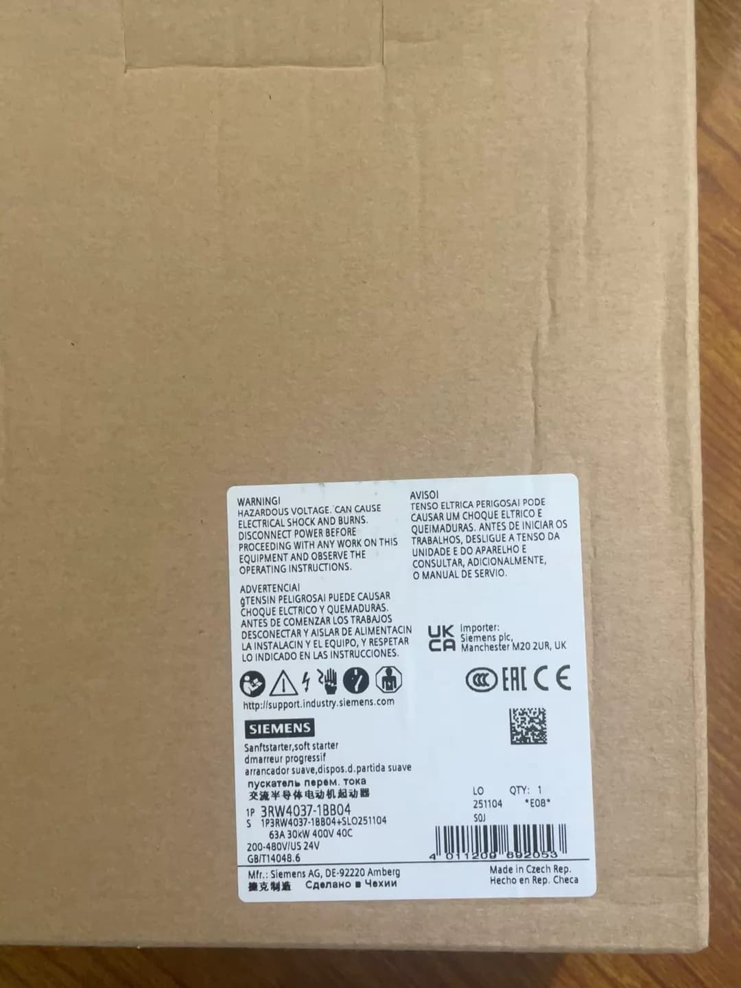Zupełnie nowy, oryginalny, bezpośrednio z fabryki Siemens 3RW4037-1BB04 Soft Starter SIRIUS SOFT STARTER